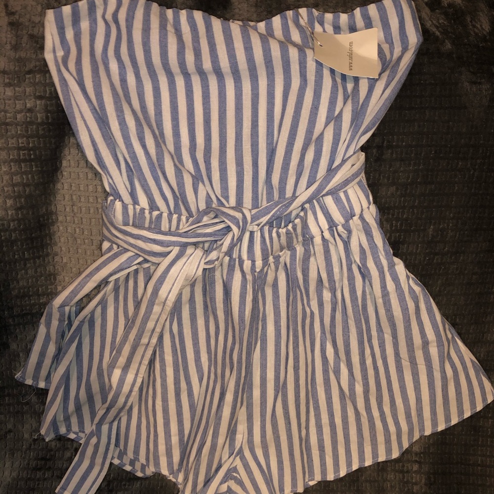 Blue stripped short romper